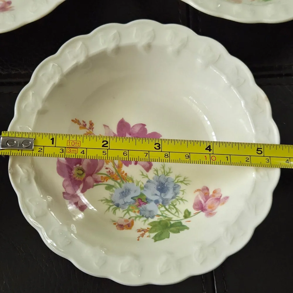 Vintage Taylor Smith Taylor TST Floral Scalloped Fruit Dessert Bowls Set of 5
